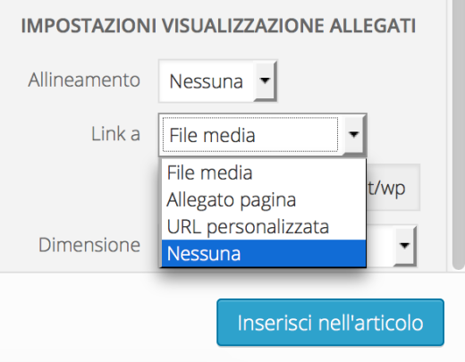 rimuovere automaticamente il link delle immagini in un articolo wordpress